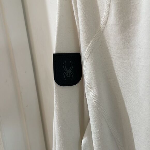 SPYDER ivory off white black half zip sweater pullover baselayer midweight L - Picture 5 of 9